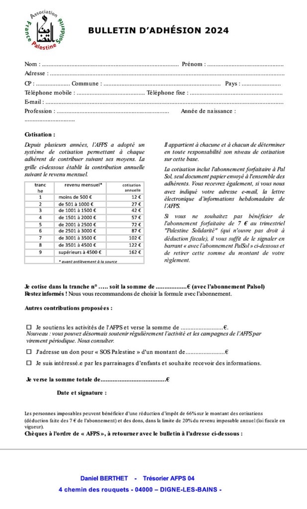 Bulletin d'Adhésion 2024